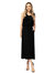 Sleeveless Maxi Length Drawstring Dress - Black