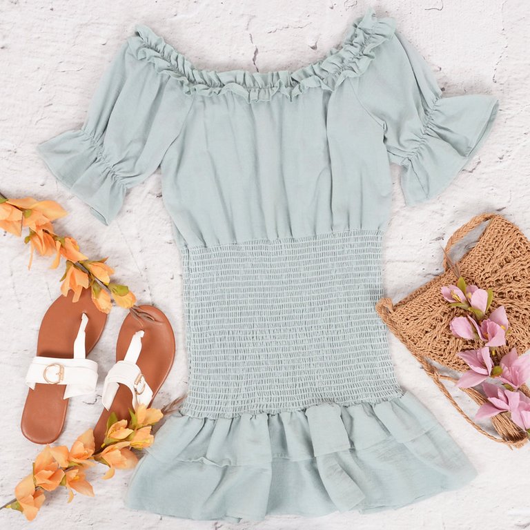 Smocked Off-Shoulder Dress