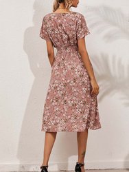 Soft Floral Everyday Cross-Front Dress