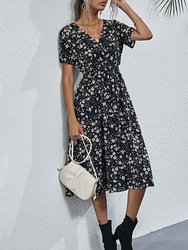 Soft Floral Everyday Cross-Front Dress