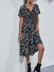 Soft Floral Everyday Cross-Front Dress