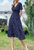 Soft Floral Everyday Cross-Front Dress - Navy