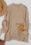 Soft Ribbed Knit Half Button Up Sweater - Brown