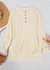 Soft Ribbed Knit Half Button Up Sweater - Beige