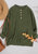 Soft Ribbed Knit Half Button Up Sweater - Green