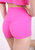 Solid Color High Waist Sports Shorts - Fuchsia