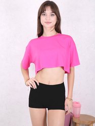 Solid Color High Waist Sports Shorts - Black