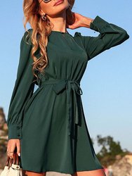 Solid Keyhole Front Dress - Dark Green