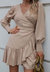 Solid Ruffle Hem Wrap Dress - Beige