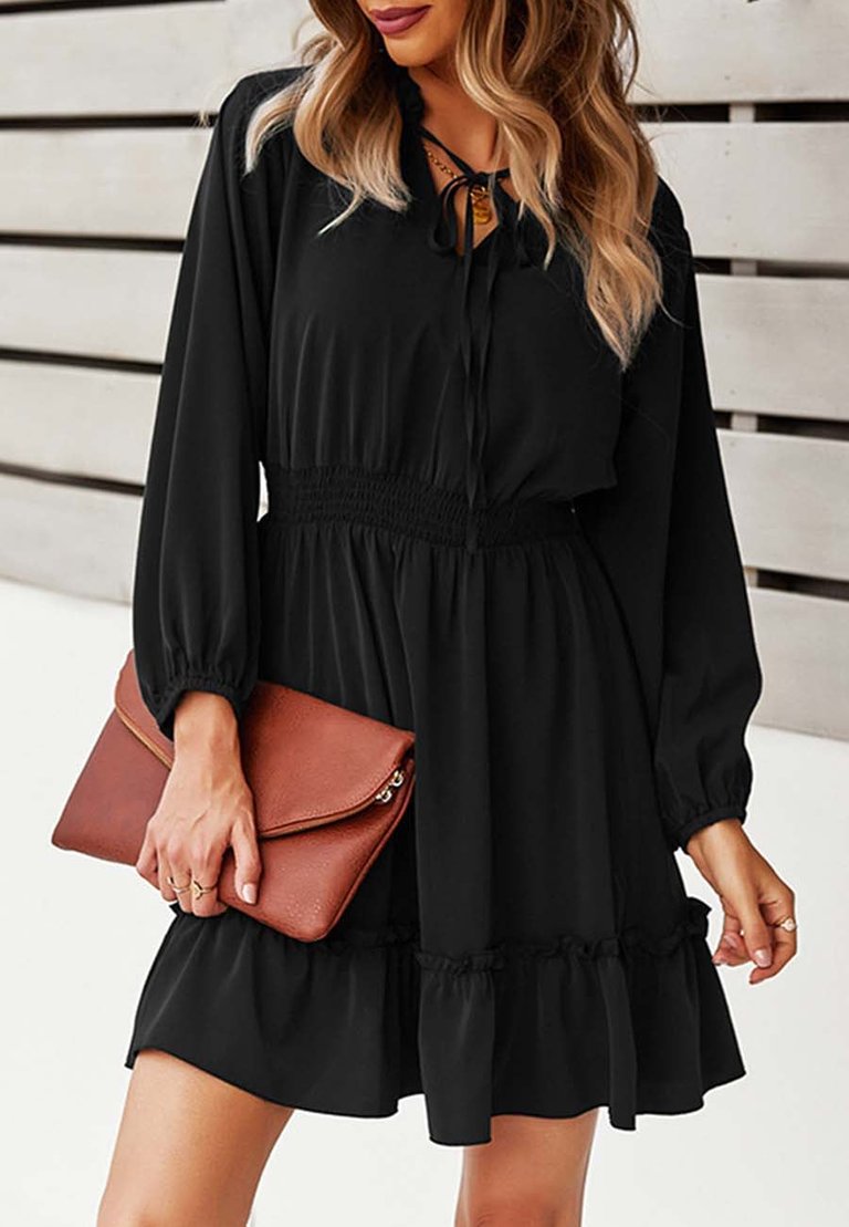 Solid Shirred Waist Dress