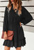 Solid Shirred Waist Dress - Black