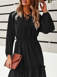 Solid Shirred Waist Dress