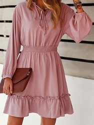 Solid Shirred Waist Dress - Mauve Pink