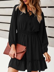 Solid Shirred Waist Dress