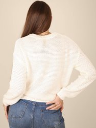 Solid Textured Knit Fall Sweater
