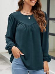 Solid V Line Ruffle Blouse