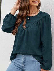 Solid V Line Ruffle Blouse