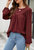 Solid V Line Ruffle Blouse - Burgundy