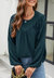 Solid V Line Ruffle Blouse - Teal