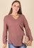 Solid Waffle Knit Patch Pocket Sweater - Burgundy