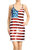 Spaghetti Strap Sleeveless USA American Flag Patriotic Sequin Dress - Red
