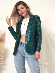 Sparkle Sequin Blazer Jacket - Green