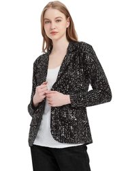 Sparkle Sequin Blazer Jacket - Black and Silver