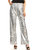 Sparkly Sequin Flare Wide Leg Pants - Silver