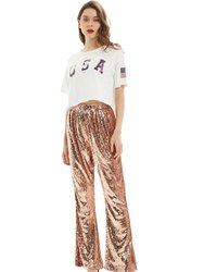 Sparkly Sequin Flare Wide Leg Pants