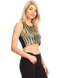 Sparkly Sequin Midriff Sleeveless Shirt