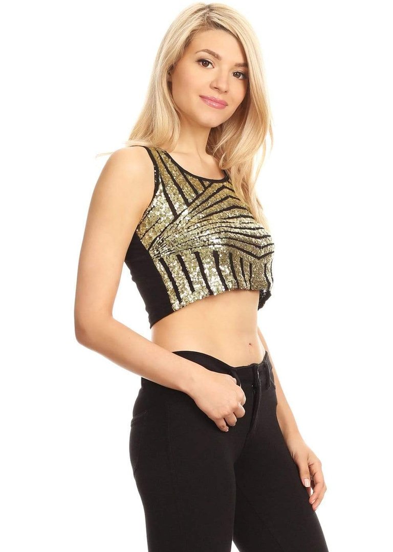 Sparkly Sequin Midriff Sleeveless Shirt