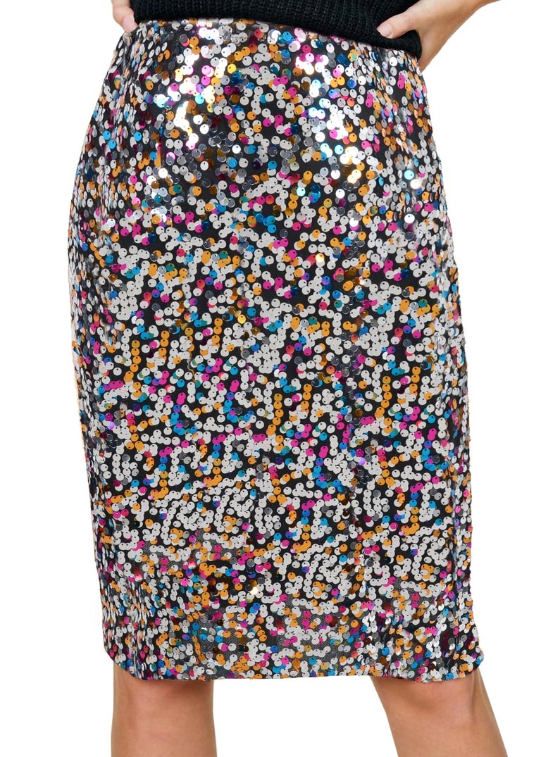 Sparkly Sequins Cocktail Midi Skirt - Multicolor