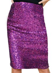 Sparkly Sequins Cocktail Midi Skirt - Violet