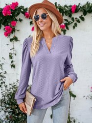 Split V Neck Textured Blouse