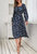 Square Neck Gathered Waist Dress - Navy