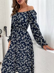 Square Neck Gathered Waist Dress