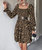 Square Neck Leopard Print Dress - Brown
