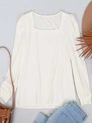 Square Neck Pleated Shoulder Blouse