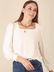 Square Neck Pleated Shoulder Blouse