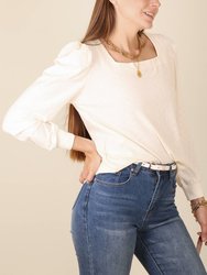 Square Neck Pleated Shoulder Blouse