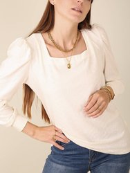 Square Neck Pleated Shoulder Blouse