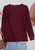 Square Neck Pleated Shoulder Blouse - Burgundy