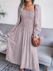 Square Neck Spotted Print Dress