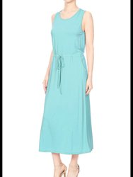 Staple Slip Gown Tied Front Dress With Pockets - Seafoam