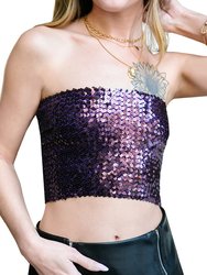 Strapless Glitter Sequin Bandeau - Purple