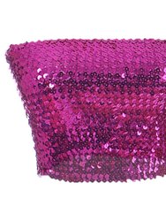Strapless Glitter Sequin Bandeau - Rose Red