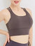 Strappy Crisscross Back Padded Wirefree Yoga Activewear Sports Bras Top For Women - Ash