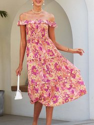 Strappy Smocked Floral Dress - Pink