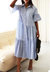 Striped Collared Maxi Dress - Light Blue