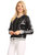 Striped Metallic Sequin Varsity Jacket - Pure Black